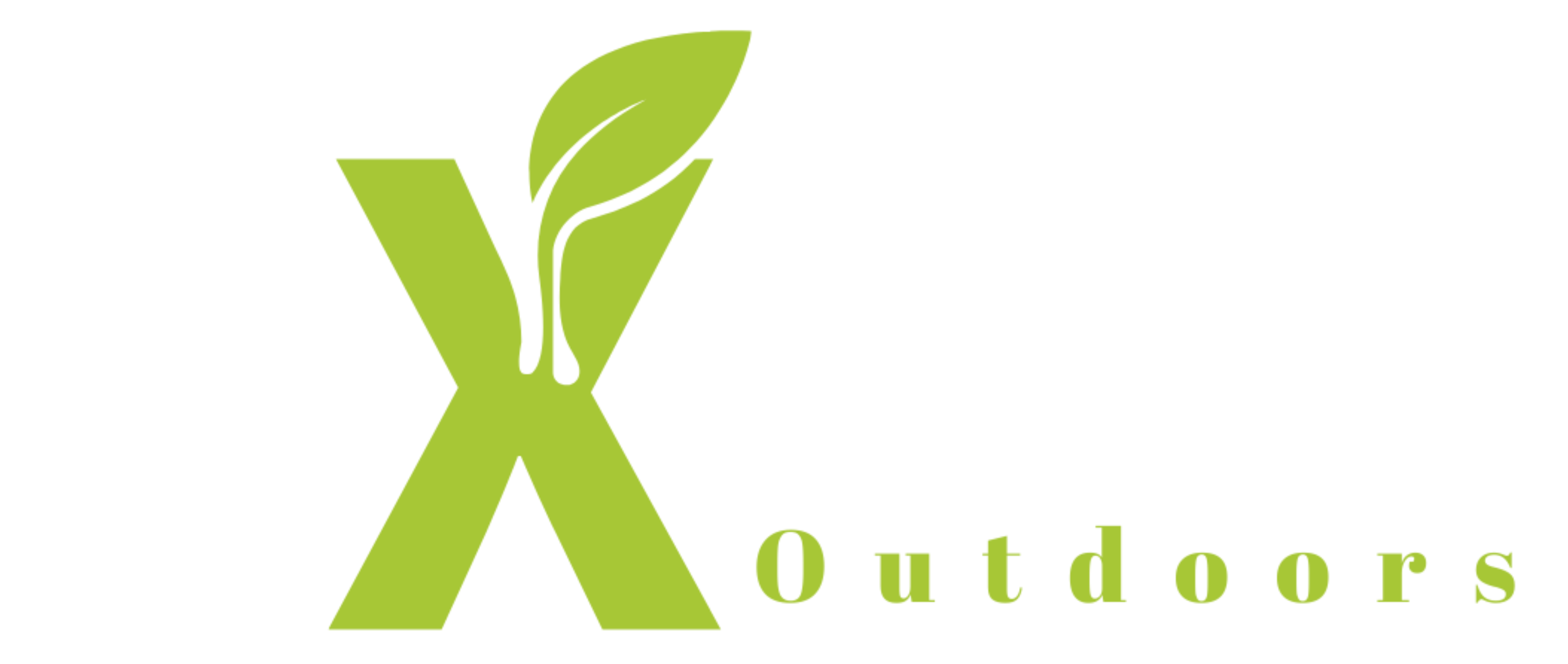 NxGen Outdoors white logo with green leaf X icon on transparent background